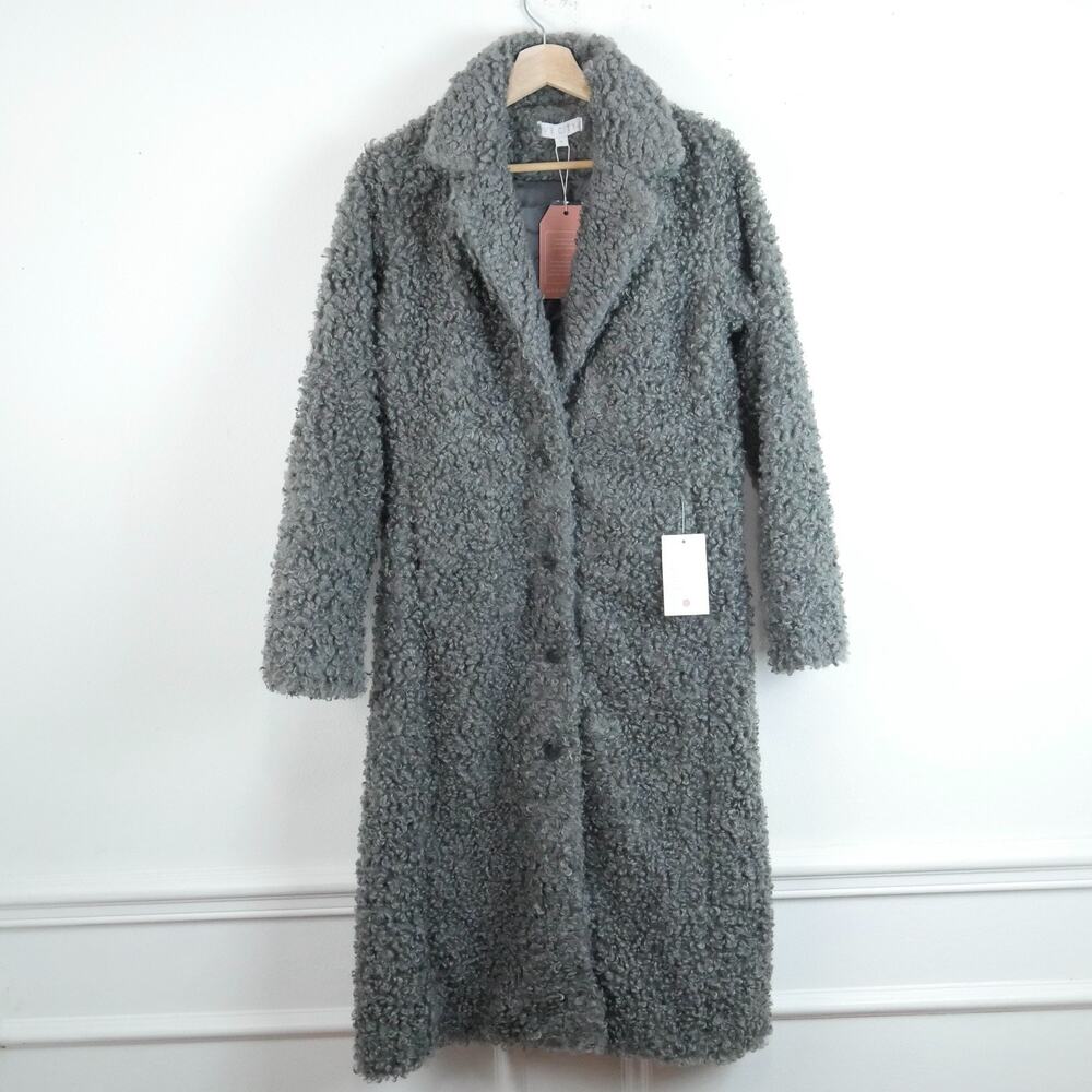 Ivy City Co Stella Coat Size Small Faux‎ Fur Trench Coat Teddy Preppy Classic